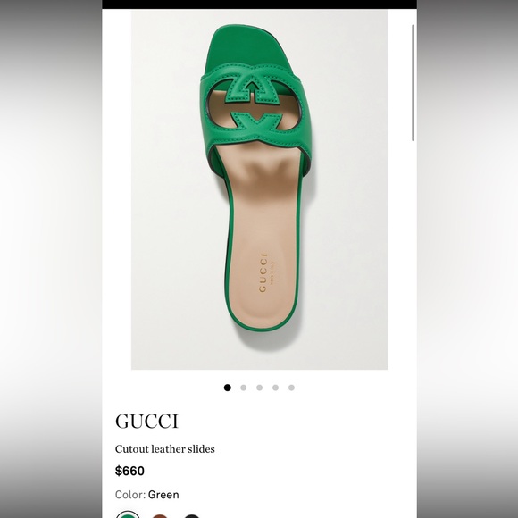 Gucci Shoes - Green Gucci slides. Never worn. Perfect condition. Size 8.5.